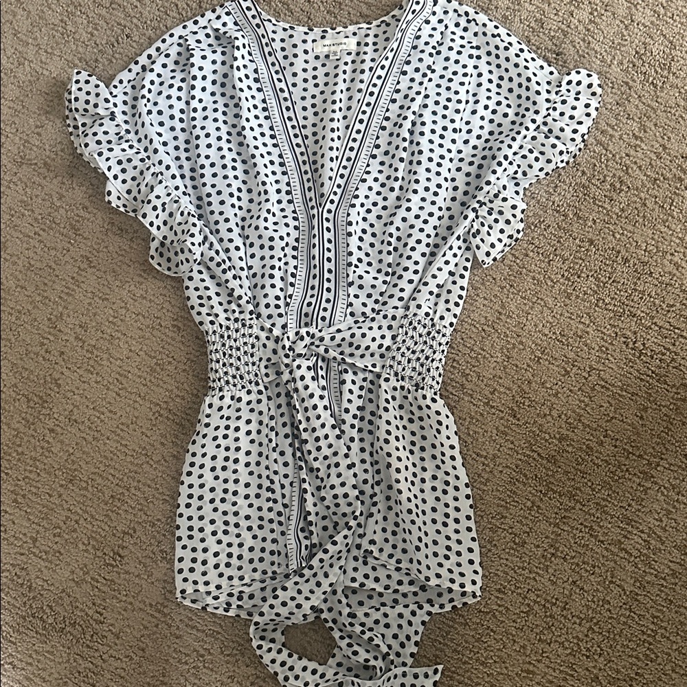 Max Studio Black and White Polka Dot Blouse